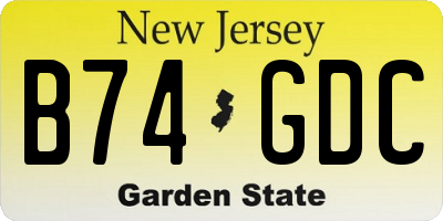 NJ license plate B74GDC