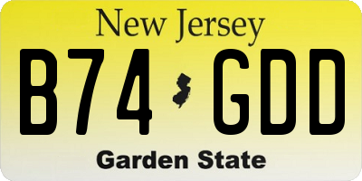 NJ license plate B74GDD