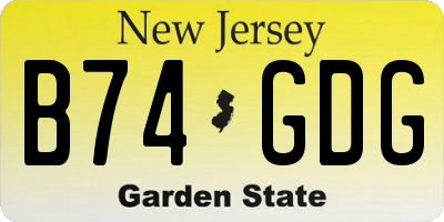 NJ license plate B74GDG