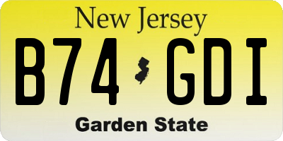 NJ license plate B74GDI