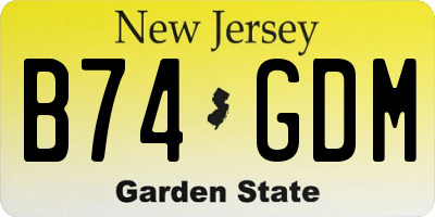 NJ license plate B74GDM