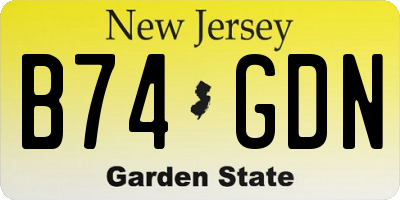 NJ license plate B74GDN