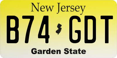 NJ license plate B74GDT