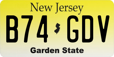 NJ license plate B74GDV