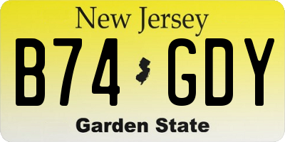 NJ license plate B74GDY