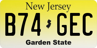 NJ license plate B74GEC
