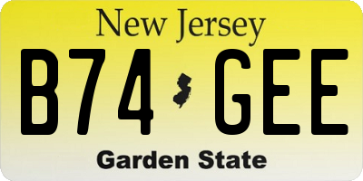 NJ license plate B74GEE