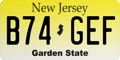 NJ license plate B74GEF