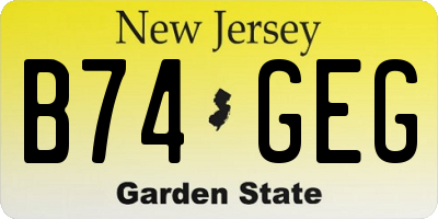 NJ license plate B74GEG