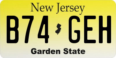 NJ license plate B74GEH