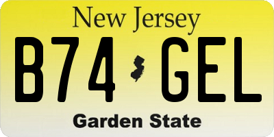 NJ license plate B74GEL