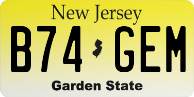NJ license plate B74GEM