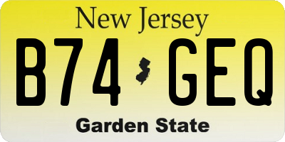 NJ license plate B74GEQ
