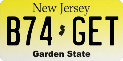 NJ license plate B74GET