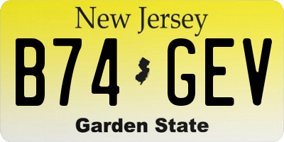 NJ license plate B74GEV