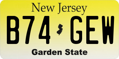 NJ license plate B74GEW