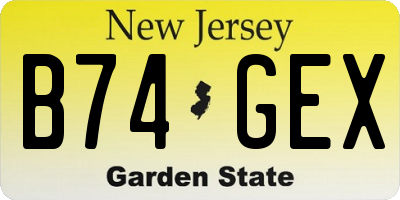 NJ license plate B74GEX