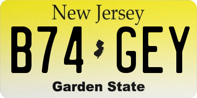 NJ license plate B74GEY
