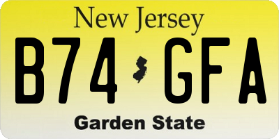 NJ license plate B74GFA