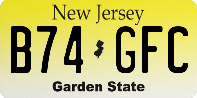 NJ license plate B74GFC