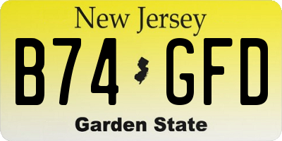 NJ license plate B74GFD