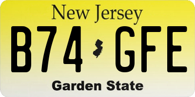 NJ license plate B74GFE