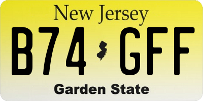 NJ license plate B74GFF