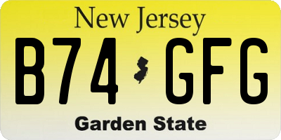 NJ license plate B74GFG
