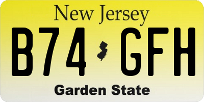 NJ license plate B74GFH