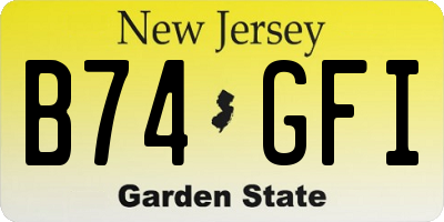 NJ license plate B74GFI