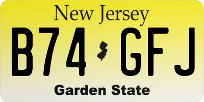 NJ license plate B74GFJ