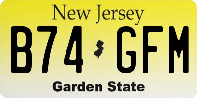 NJ license plate B74GFM