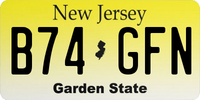NJ license plate B74GFN