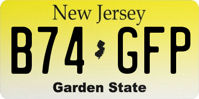 NJ license plate B74GFP