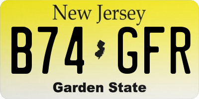 NJ license plate B74GFR