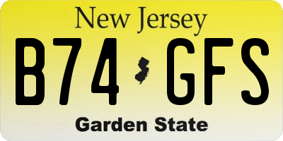 NJ license plate B74GFS
