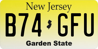 NJ license plate B74GFU