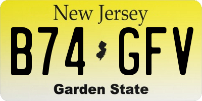 NJ license plate B74GFV