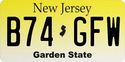 NJ license plate B74GFW