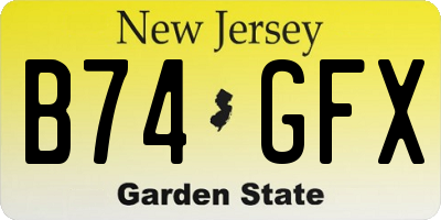 NJ license plate B74GFX