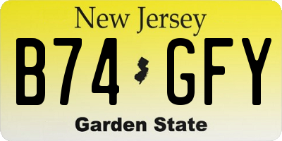 NJ license plate B74GFY