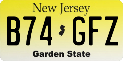 NJ license plate B74GFZ