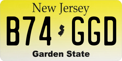 NJ license plate B74GGD