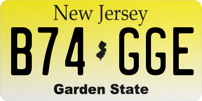 NJ license plate B74GGE