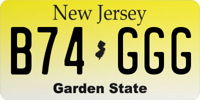 NJ license plate B74GGG