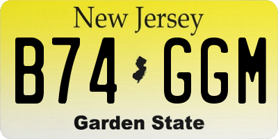 NJ license plate B74GGM