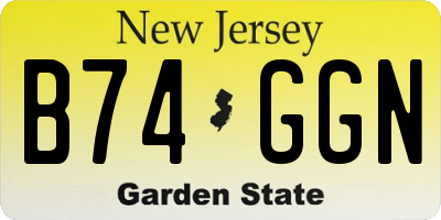 NJ license plate B74GGN
