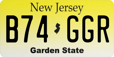 NJ license plate B74GGR