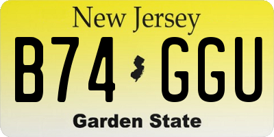 NJ license plate B74GGU