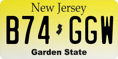 NJ license plate B74GGW